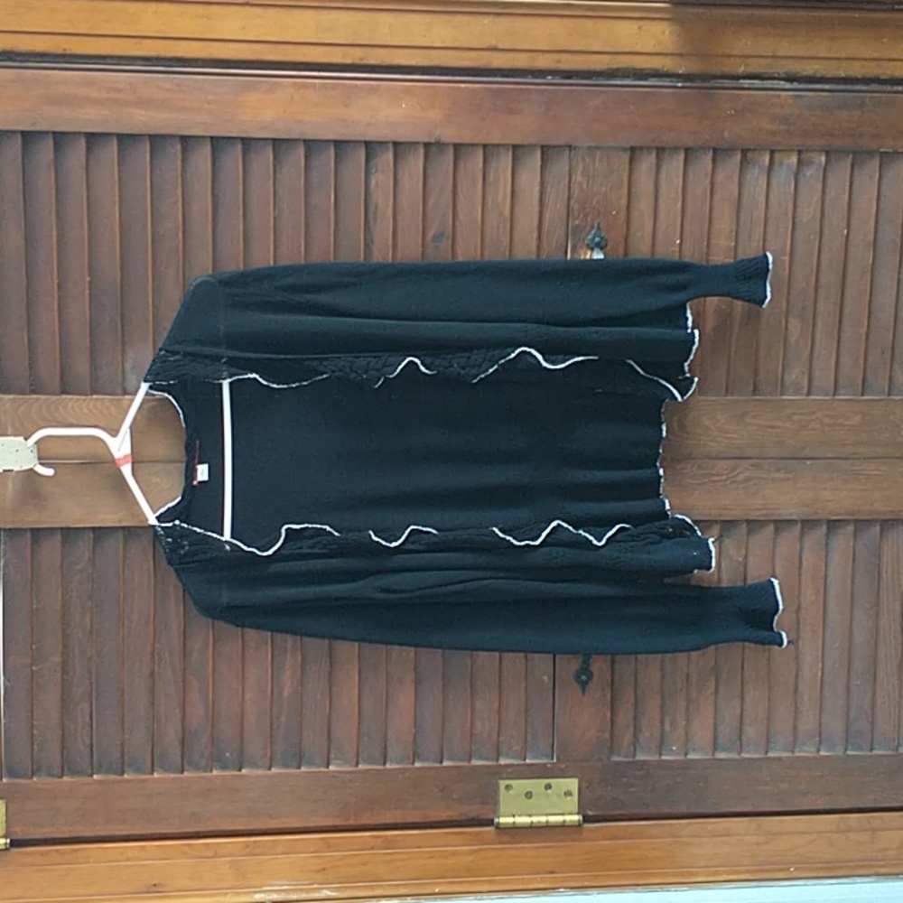 Anthropologie Tapemeasure Black Long Sleeve Cardigan Sweater Size XL